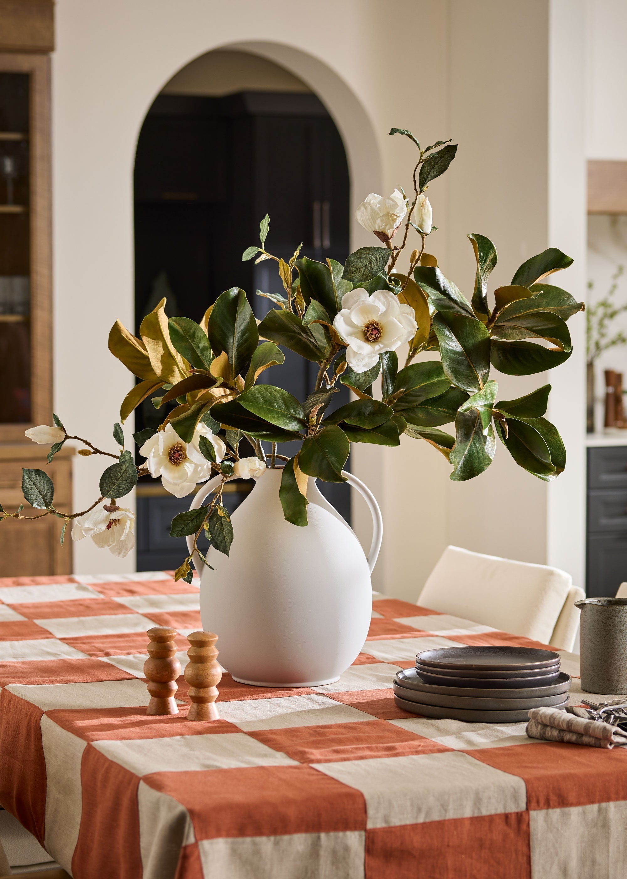 Artificial Flower Leaf Realistic Magnolia Branch with Green Leaves 41"