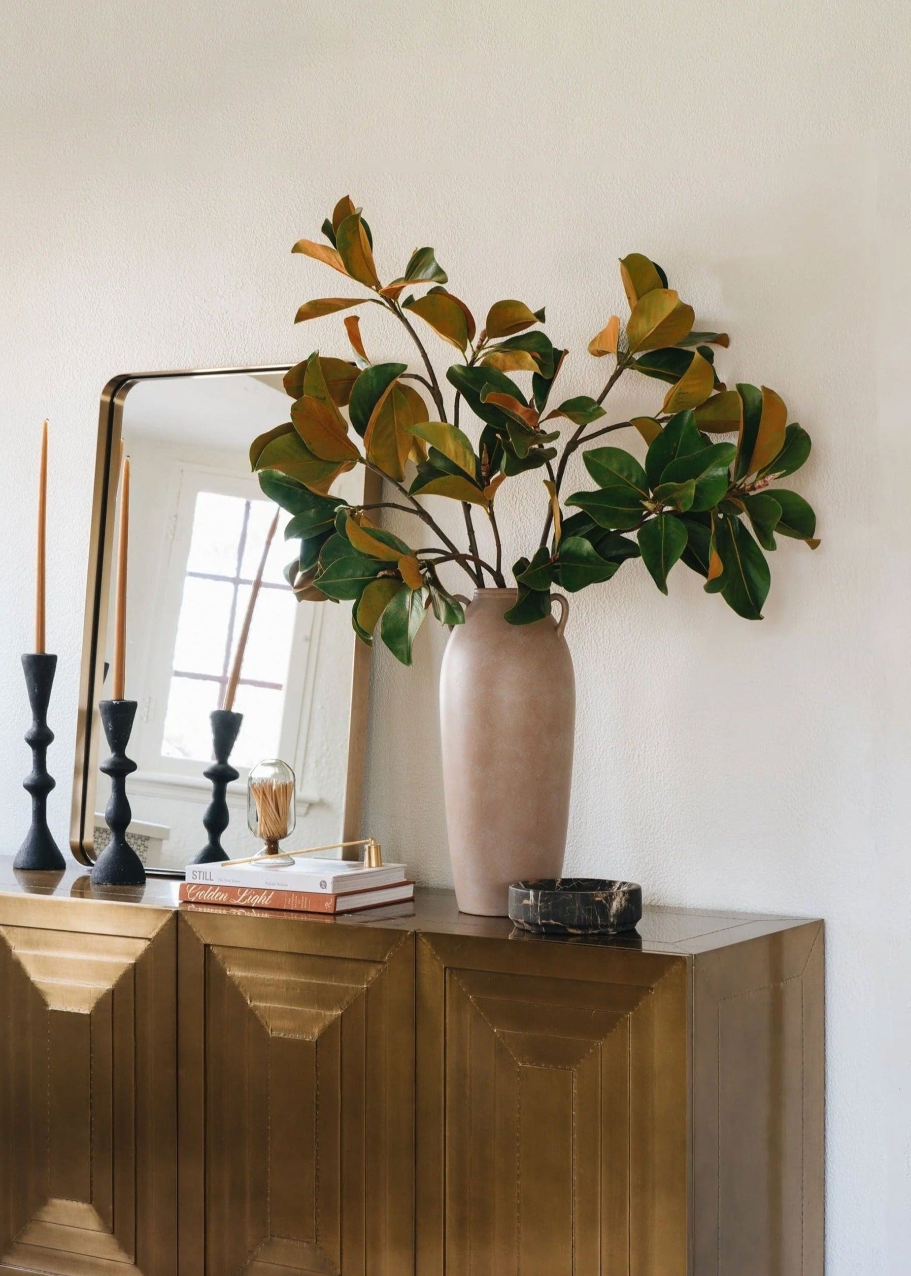 Artificial Flower Leaf Realistic Magnolia Branch with Green Leaves 41"
