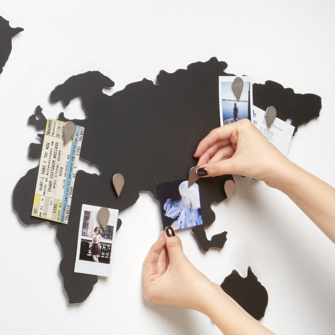Atlas Magnetic Wall Map | Titanium Metal Statement Décor