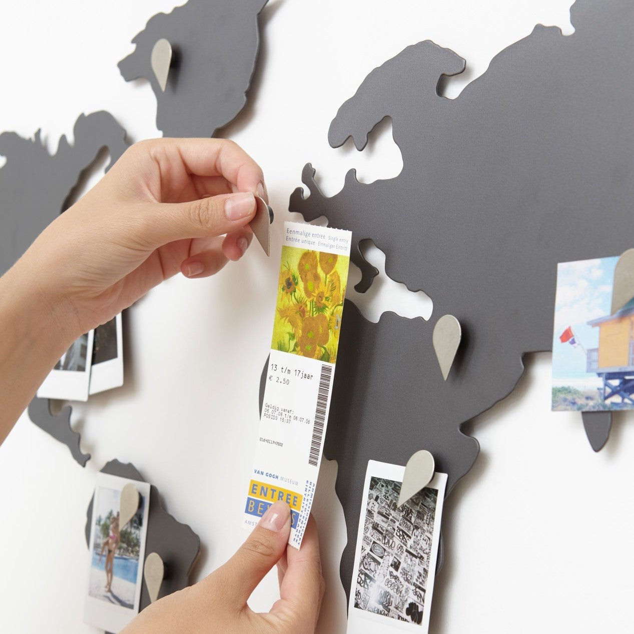 Atlas Magnetic Wall Map | Titanium Metal Statement Décor
