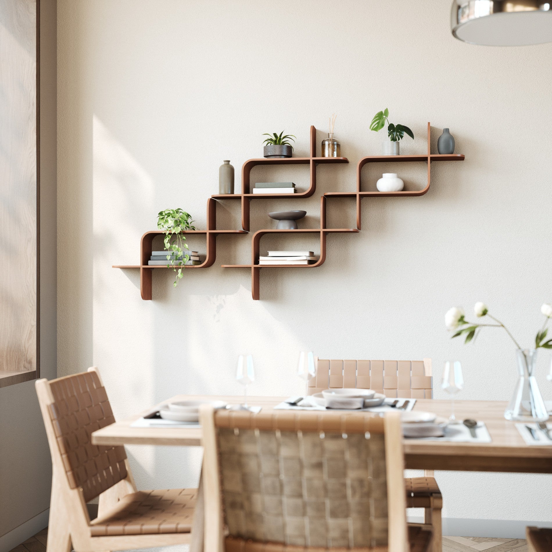 Natural Bent-Wood Wall Shelf