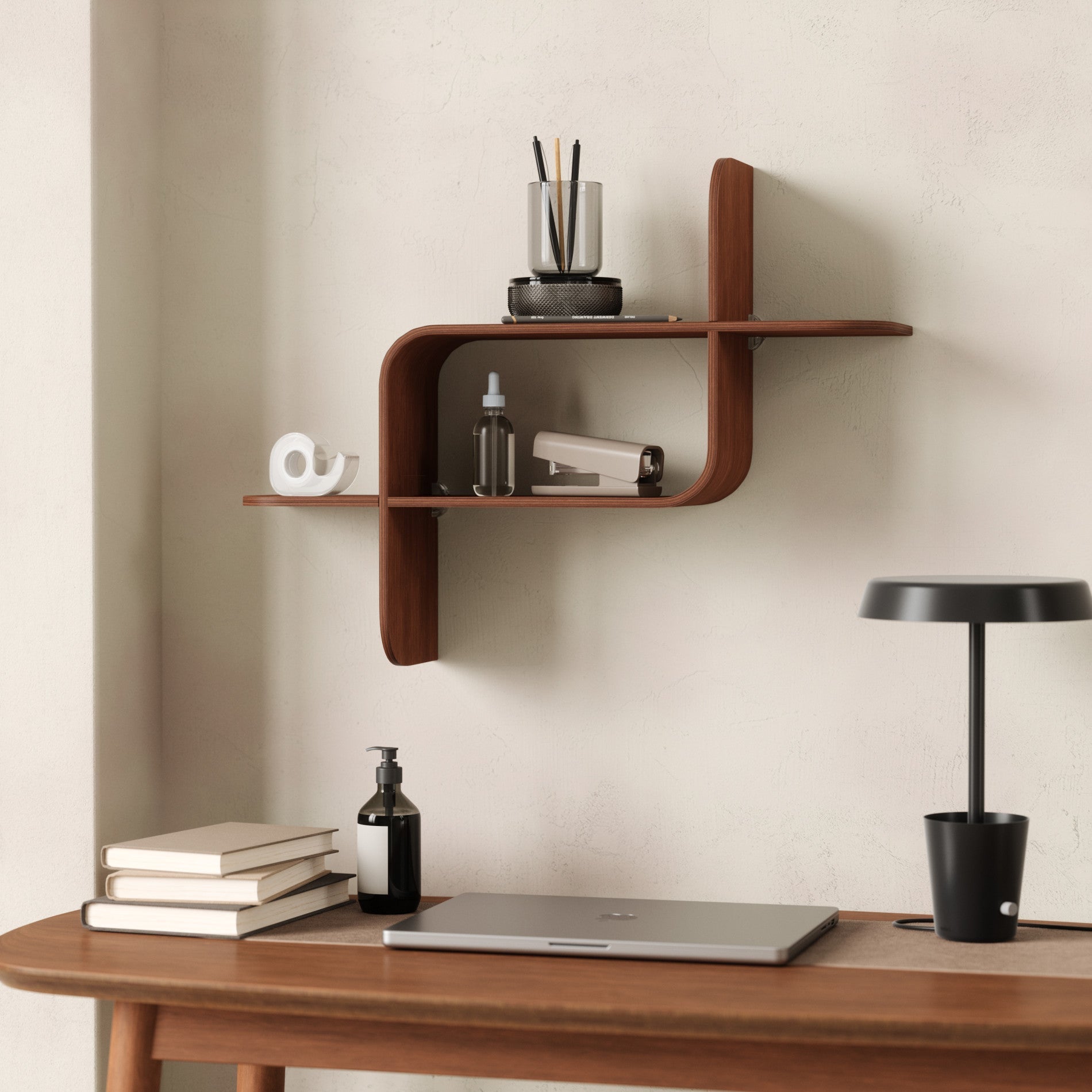Natural Bent-Wood Wall Shelf