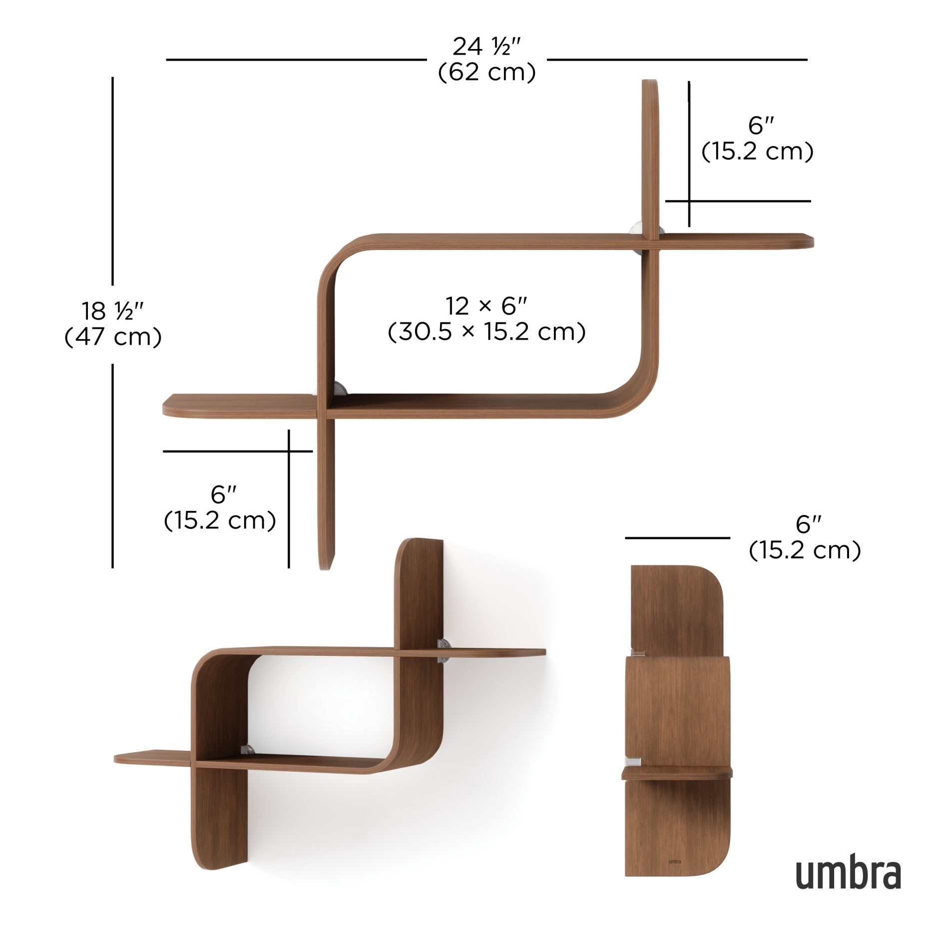 Natural Bent-Wood Wall Shelf