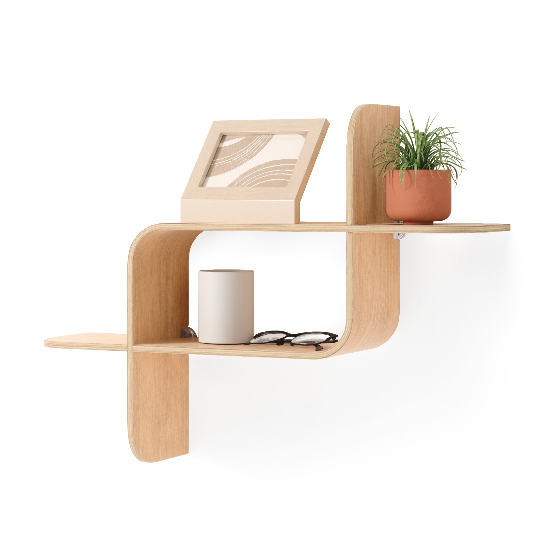 Natural Bent-Wood Wall Shelf