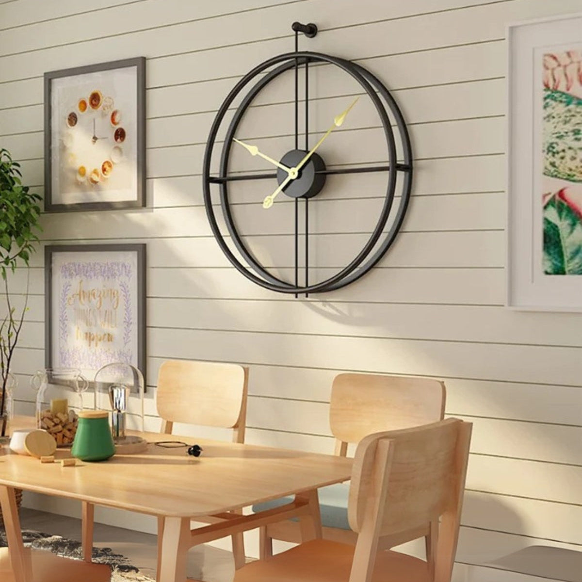 Arlo Oversized Black Metal Wall Clock