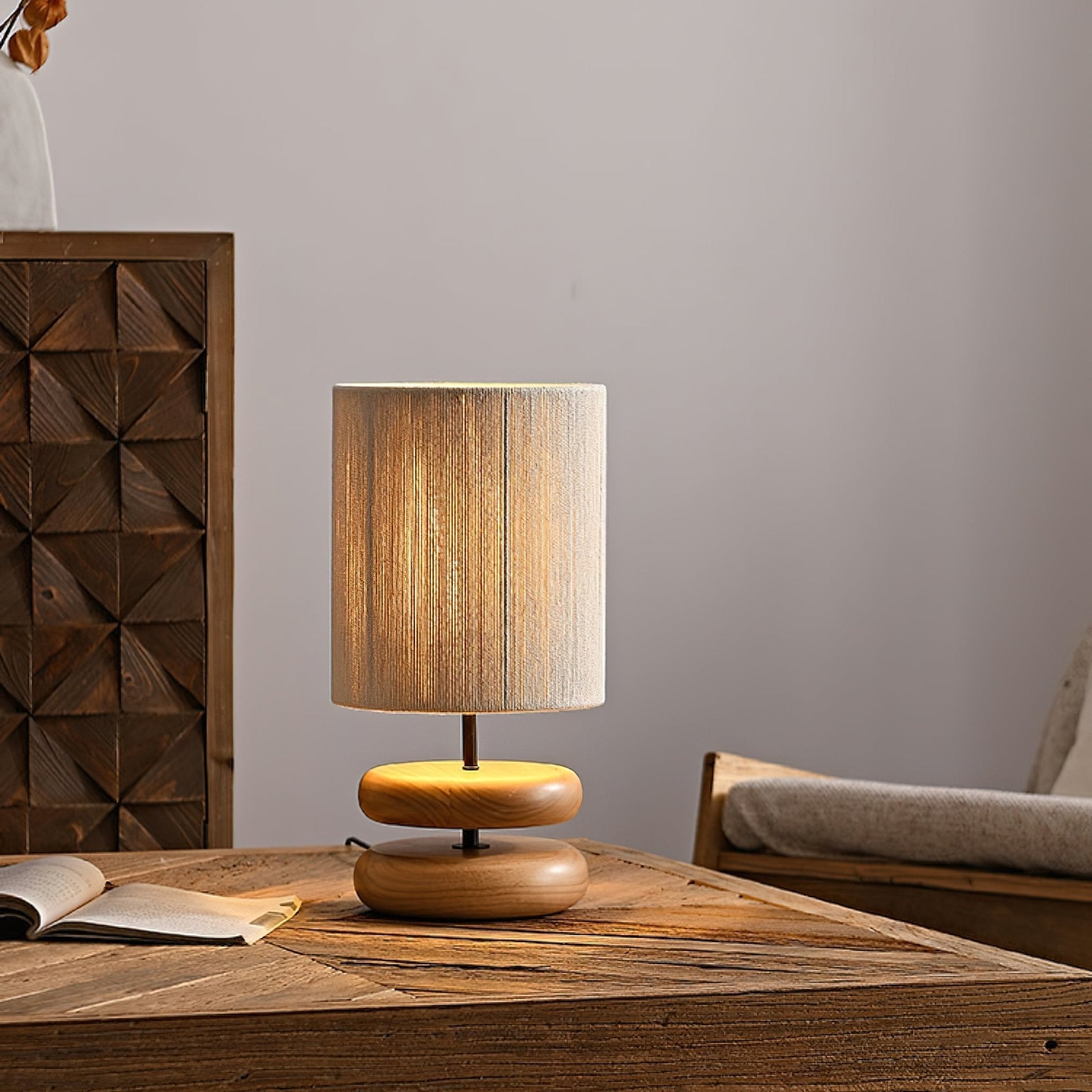 Wood Table Lamp with Plug-In Cord