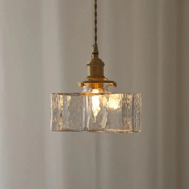 Retro Glass Pendant Light Gold Finish E27