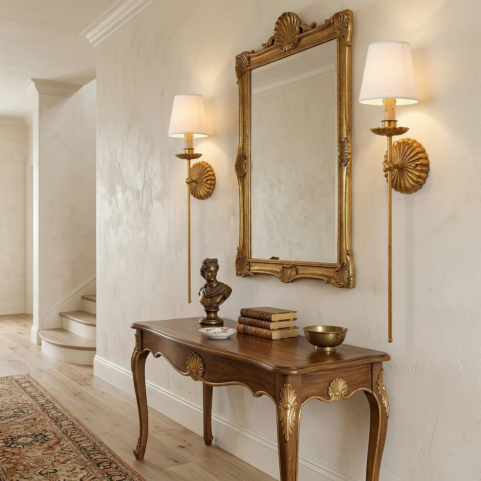 Vintage Gold Leaf Wall Lamp