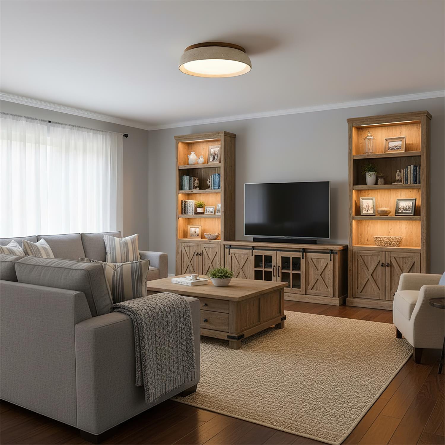 Solenne Travertine Ceiling Lamp | Architectural LED Flush Mount