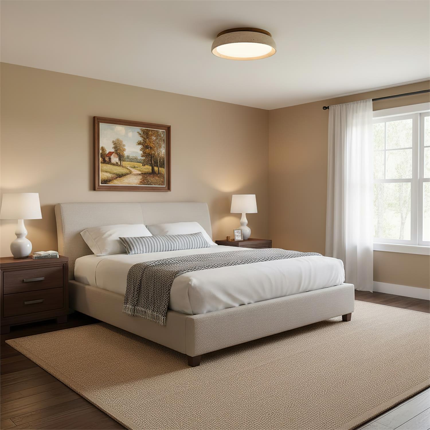 Solenne Travertine Ceiling Lamp | Architectural LED Flush Mount