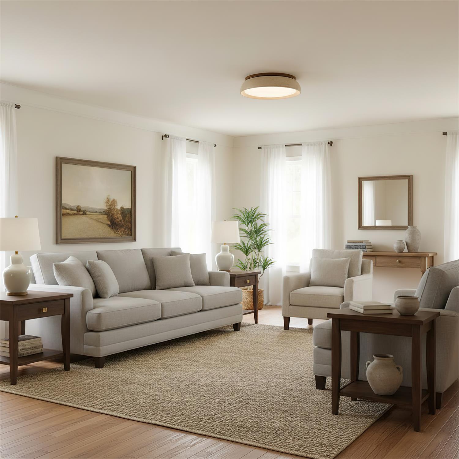 Solenne Travertine Ceiling Lamp | Architectural LED Flush Mount