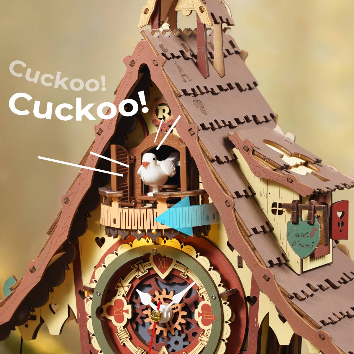 Vintage Cuckoo Clock 3D Wooden Puzzle Kit