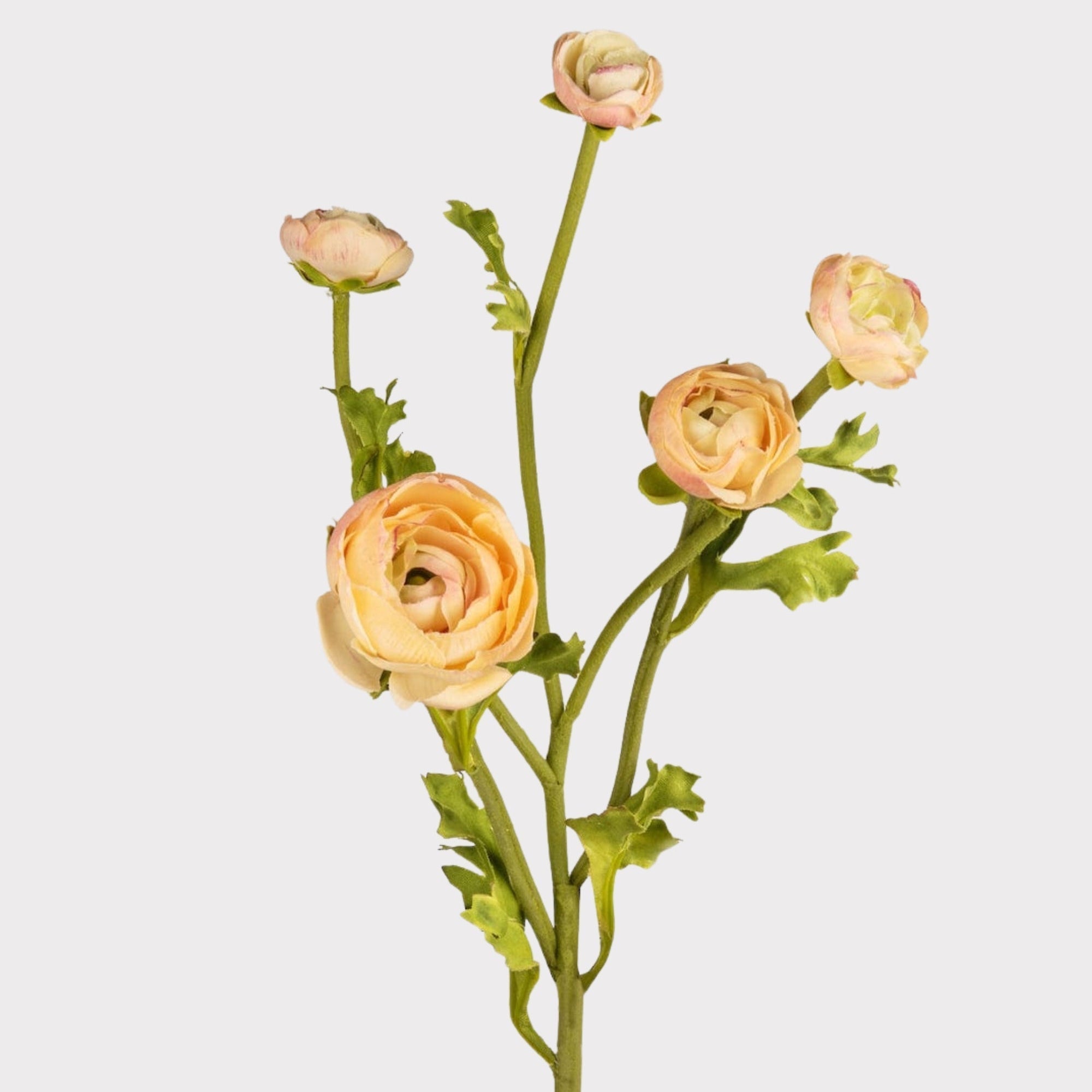 Artificial Flower Peach Ranunculus Stem Real Touch Bloom 21.5"