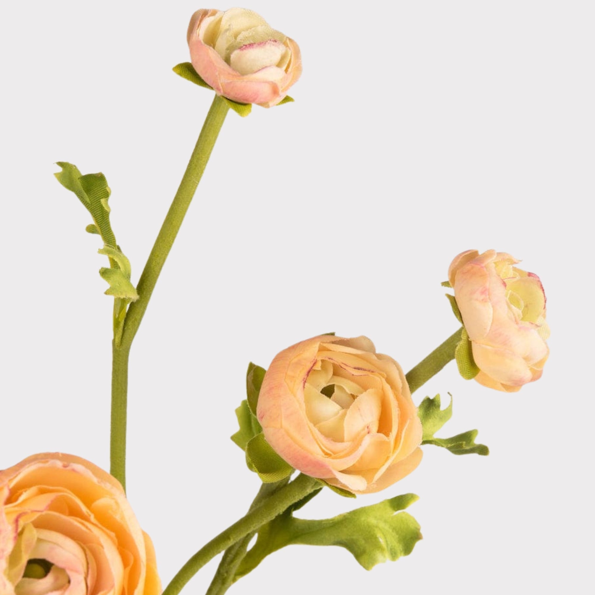 Artificial Flower Peach Ranunculus Stem Real Touch Bloom 21.5"