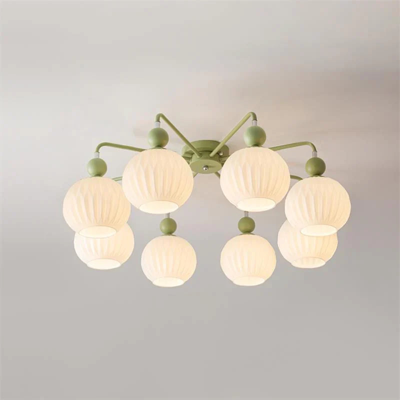 Pumpkin Glass Multi-Head Ceiling Lamp