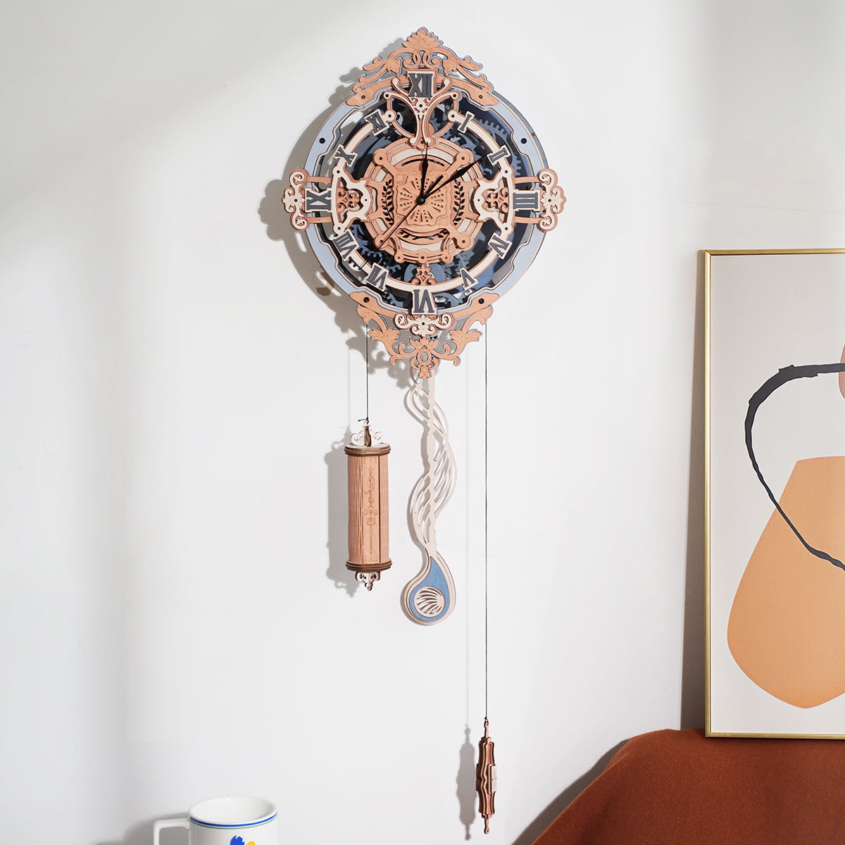 3D Wooden Romantic Puzzle Wall Clock