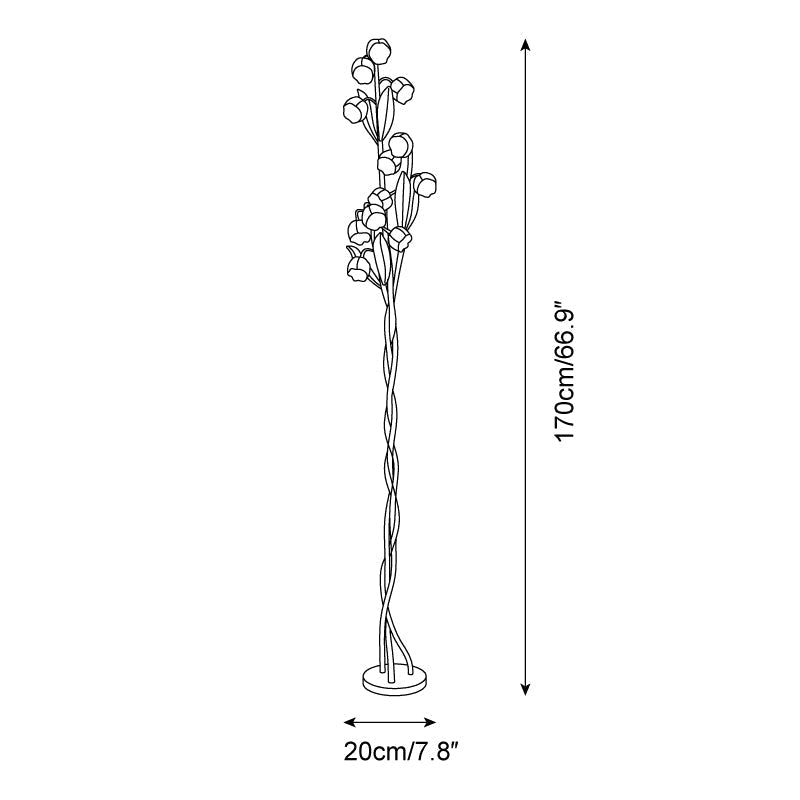 Floréa Bloom Floor Lamp | Metal Frame with Acrylic Petal Shades & USB Base
