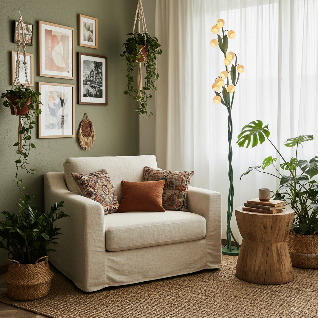 Floréa Bloom Floor Lamp | Metal Frame with Acrylic Petal Shades & USB Base