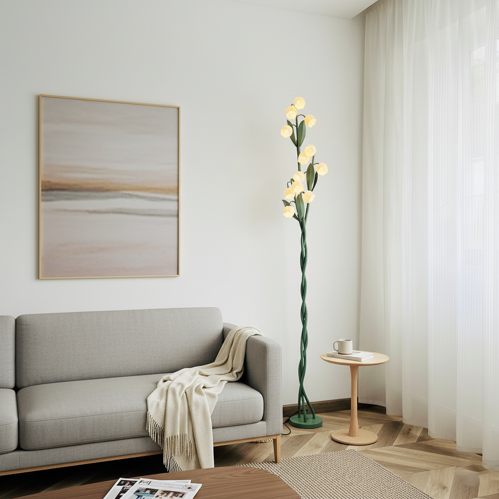Floréa Bloom Floor Lamp | Metal Frame with Acrylic Petal Shades & USB Base