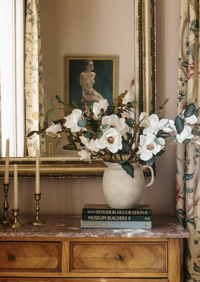 Artificial Flower Magnolia Blossom Branch Cream 35"