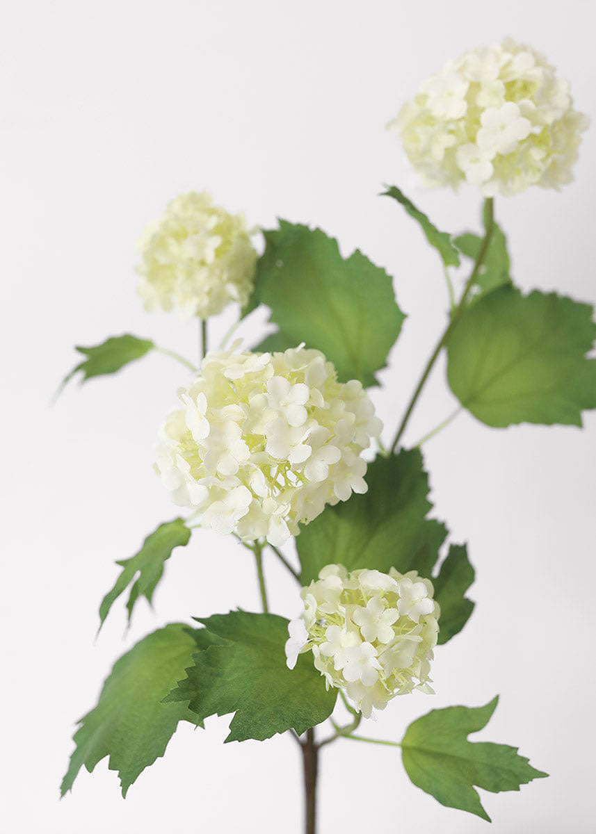 Cream White Artificial Snowball Flower Stem