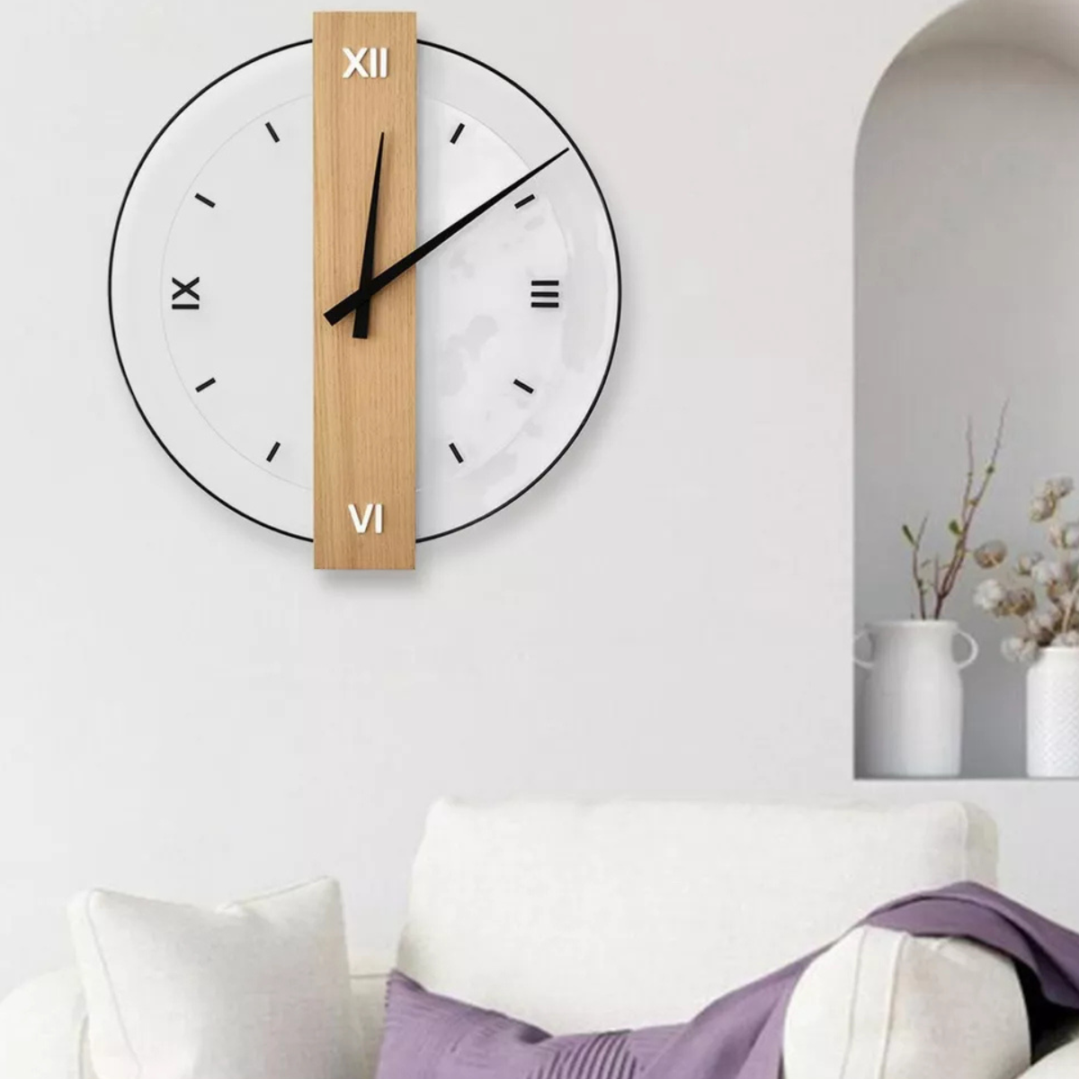 Elowen Large Wall Clock | Modern Wood Design, Minimalist Decor