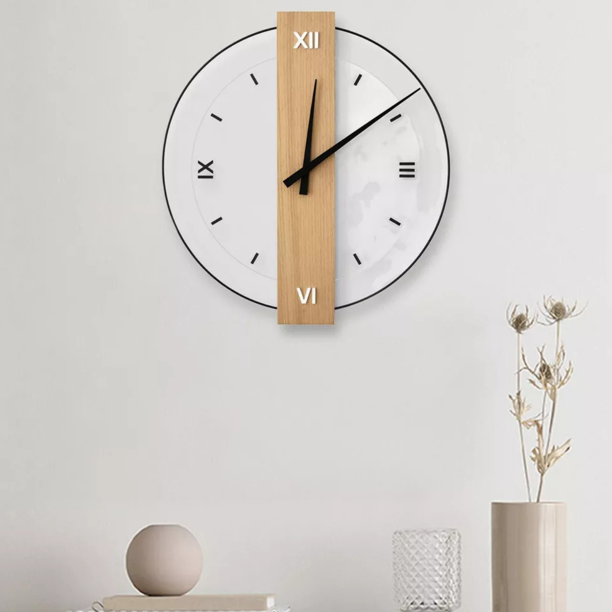Elowen Large Wall Clock | Modern Wood Design, Minimalist Decor