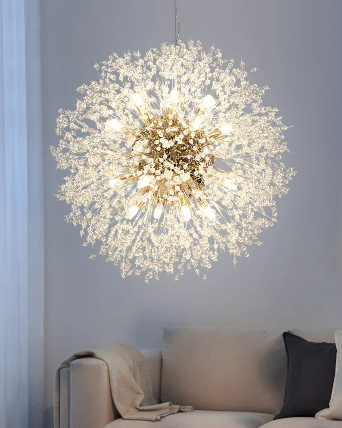 Caelora Chandelier | Modern Starburst Design, Soft Warm Light