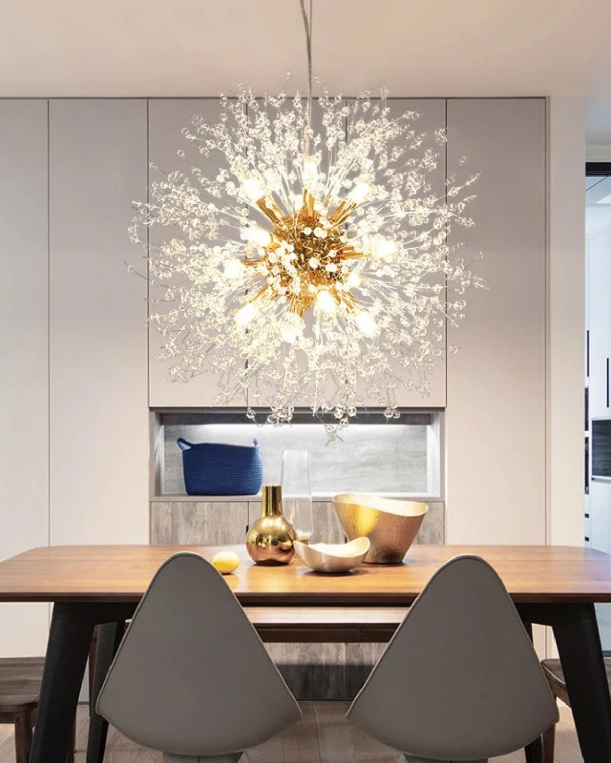 Caelora Chandelier | Modern Starburst Design, Soft Warm Light
