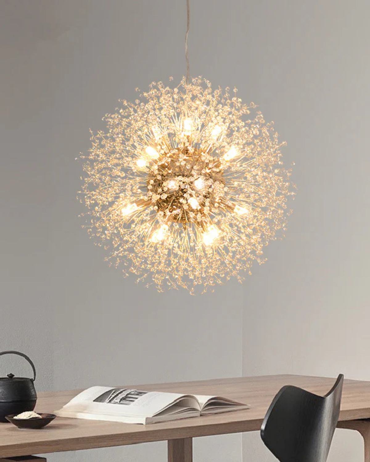Caelora Chandelier | Modern Starburst Design, Soft Warm Light