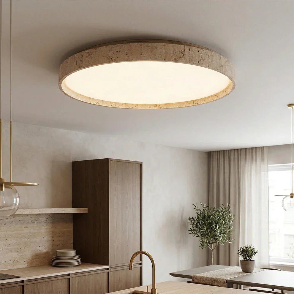 Round Travertine Ceiling Lamp