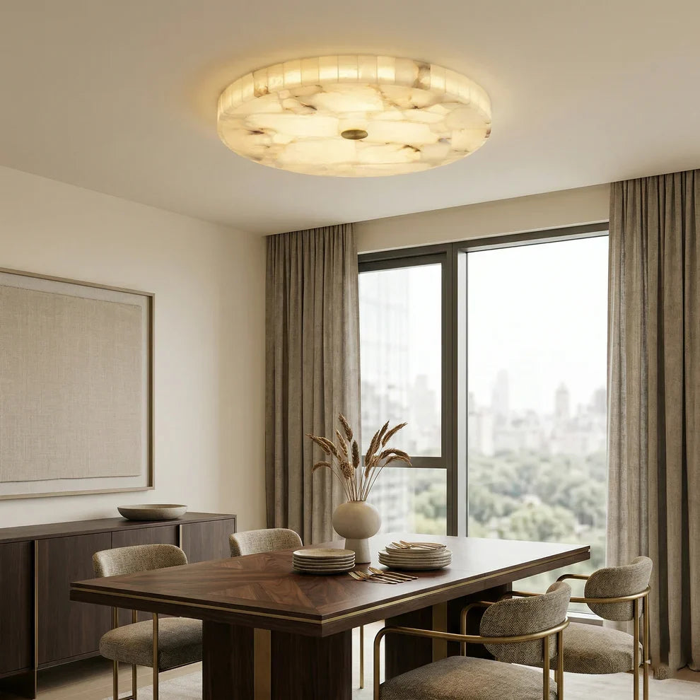 Alabaster Mosaic Flush Mount Ceiling Lamp