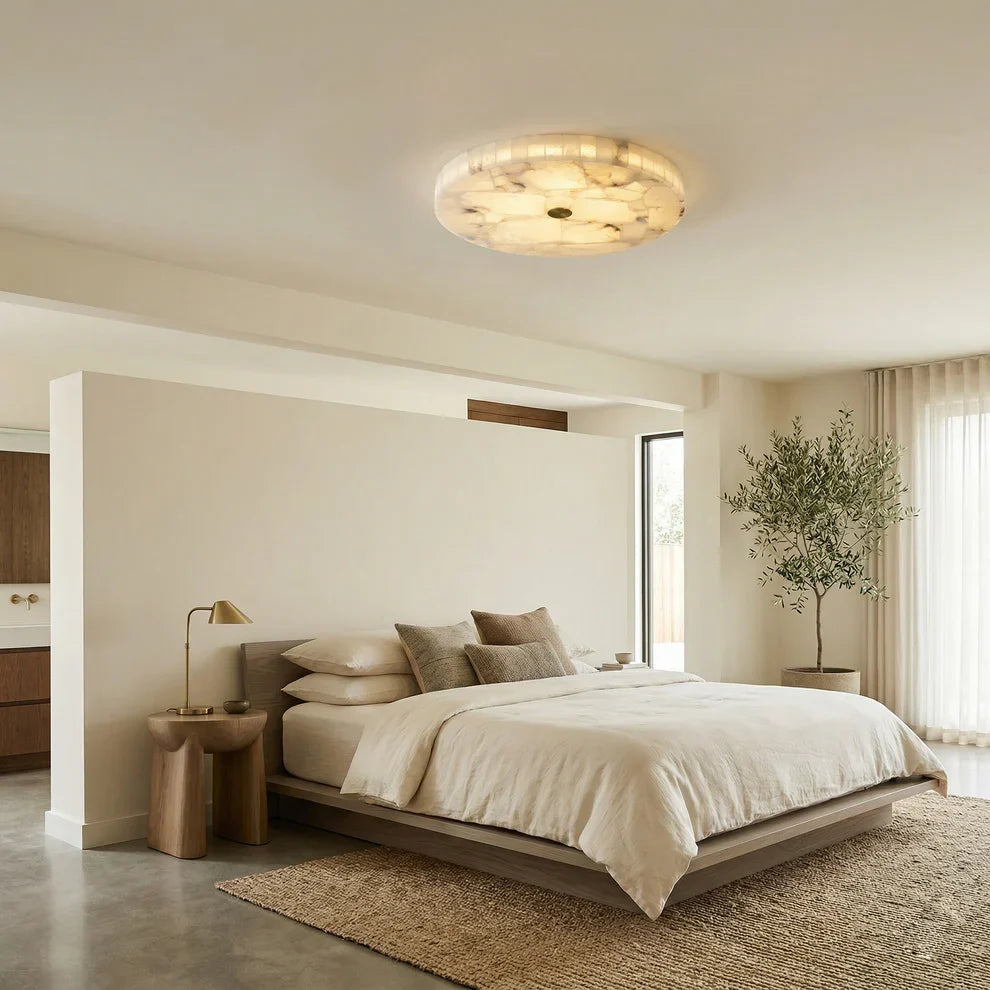 Alabaster Mosaic Flush Mount Ceiling Lamp