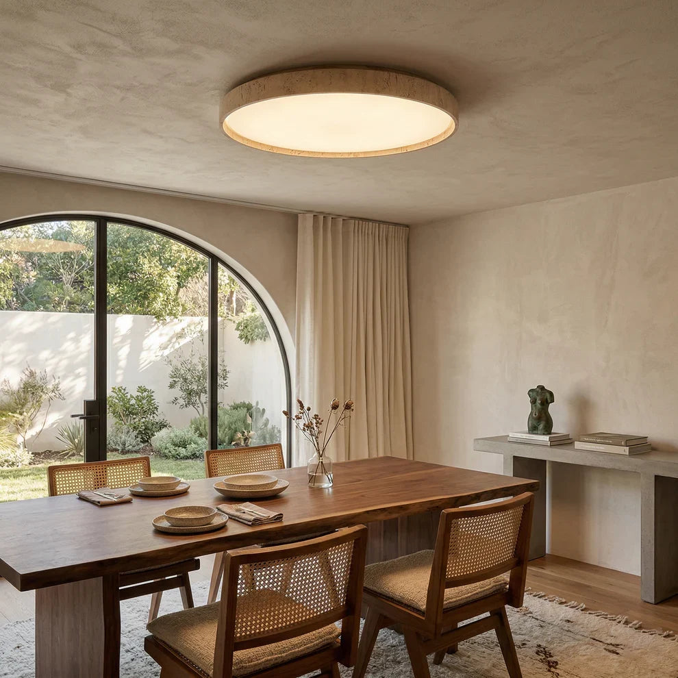 Round Travertine Ceiling Lamp