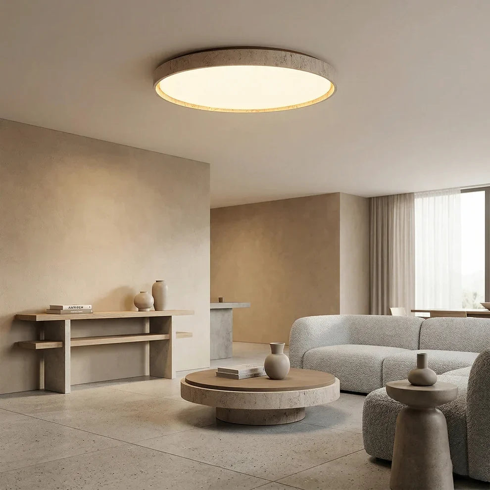 Round Travertine Ceiling Lamp