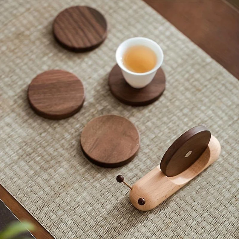 Snail Walnut Coaster Set