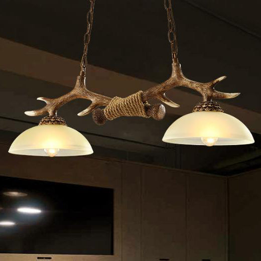 Rustic Antler Glass Bowl Chandelier