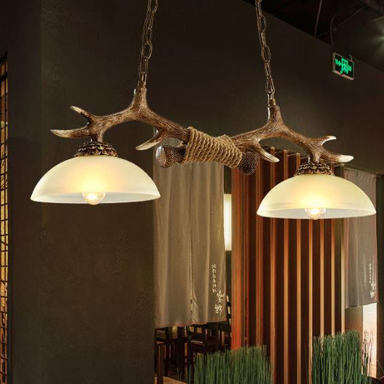 Rustic Antler Glass Bowl Chandelier