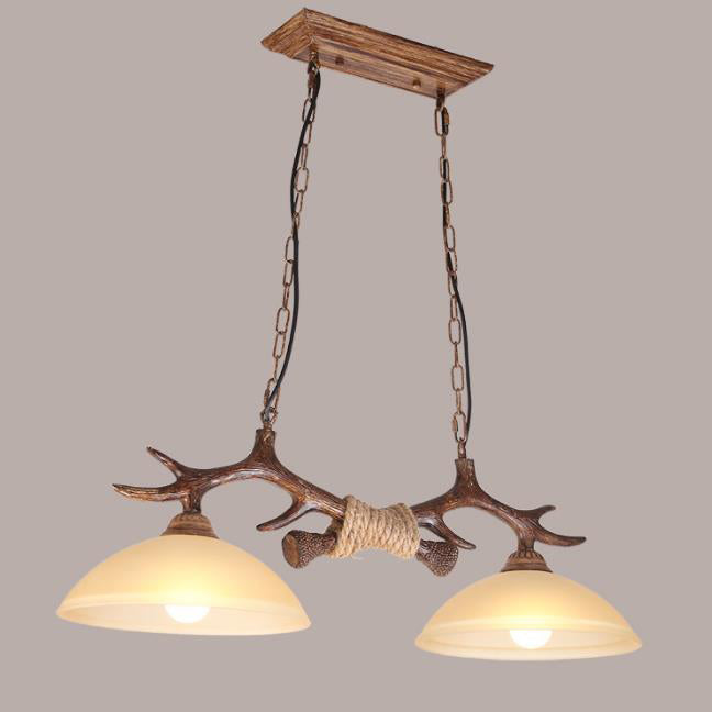 Rustic Antler Glass Bowl Chandelier