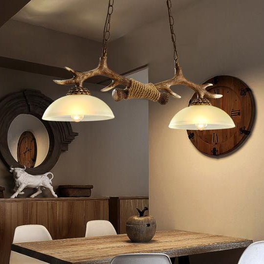 Rustic Antler Glass Bowl Chandelier