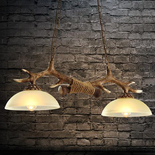 Rustic Antler Glass Bowl Chandelier