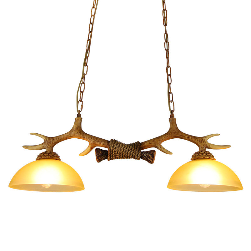 Rustic Antler Glass Bowl Chandelier