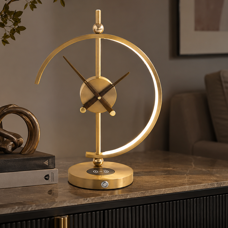 Vintage Clock LED Table Lamp with Touch Control & Dimmable Light