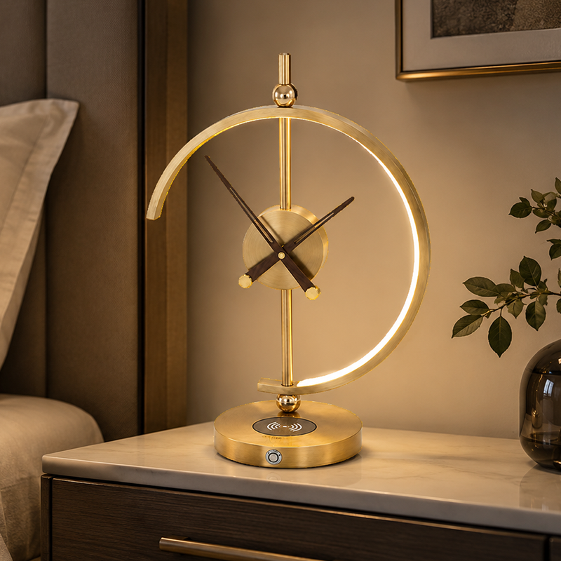 Vintage Clock LED Table Lamp with Touch Control & Dimmable Light