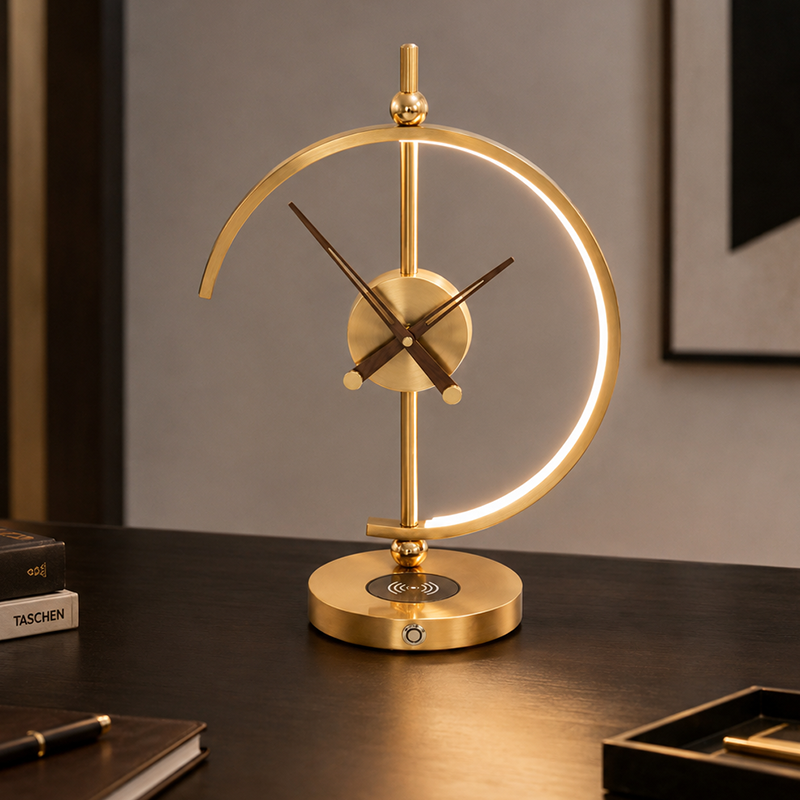 Vintage Clock LED Table Lamp with Touch Control & Dimmable Light