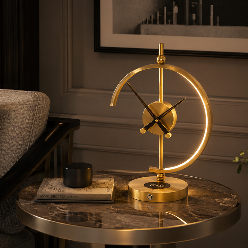 Vintage Clock LED Table Lamp with Touch Control & Dimmable Light