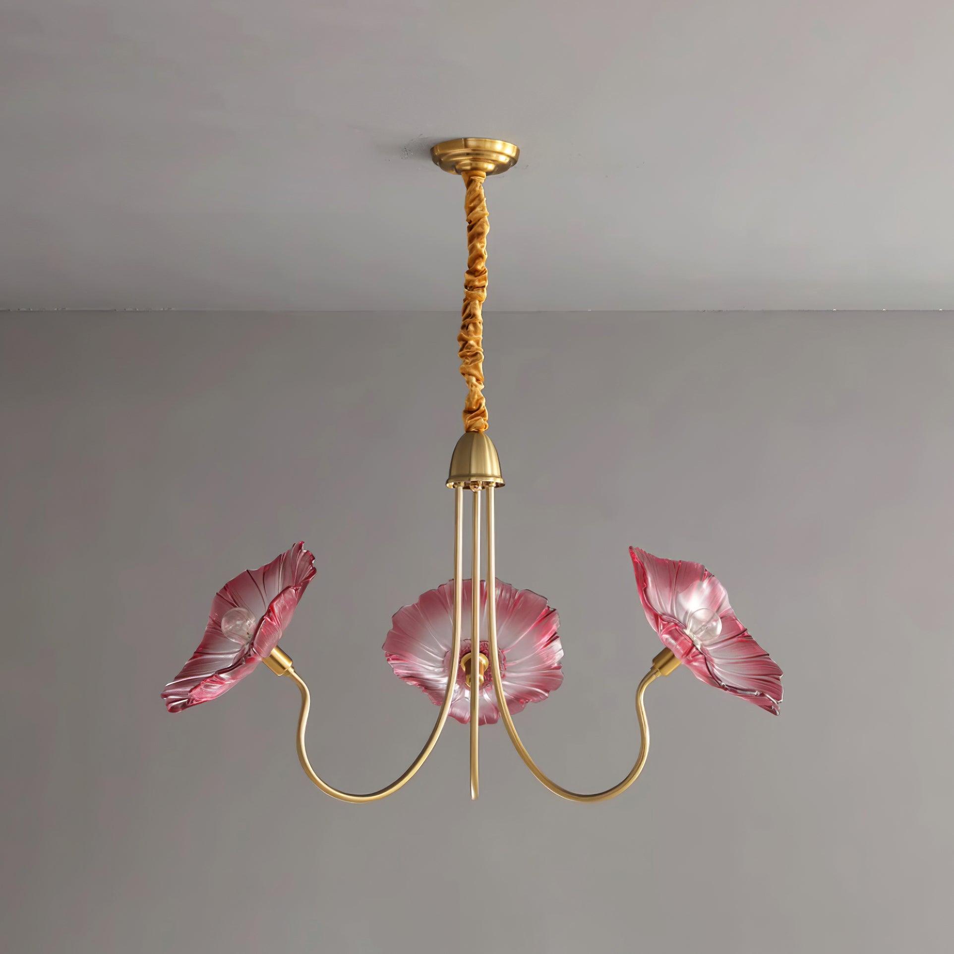 Glass Flower Chandelier Vintage 3 or 6 Head