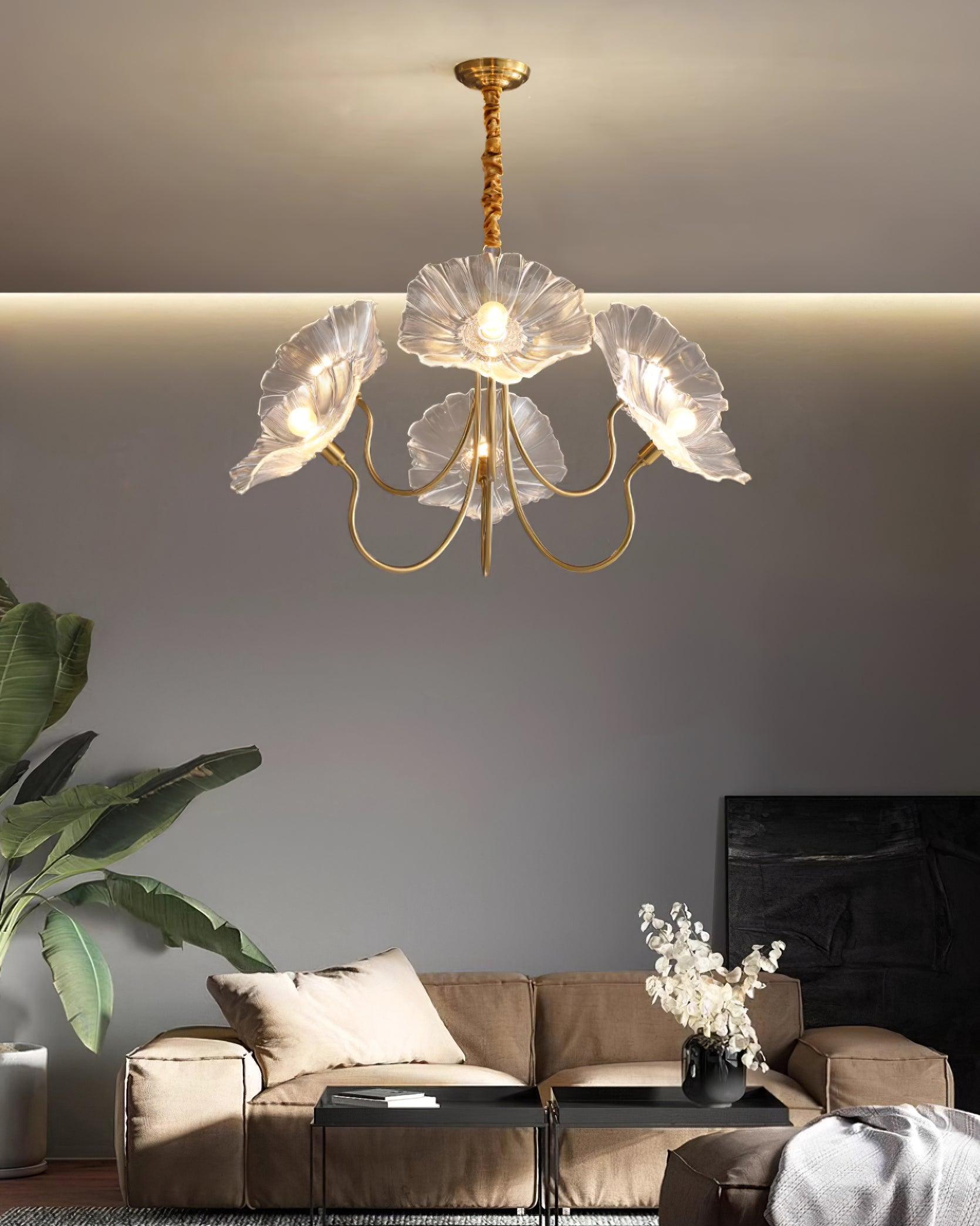 Glass Flower Chandelier Vintage 3 or 6 Head