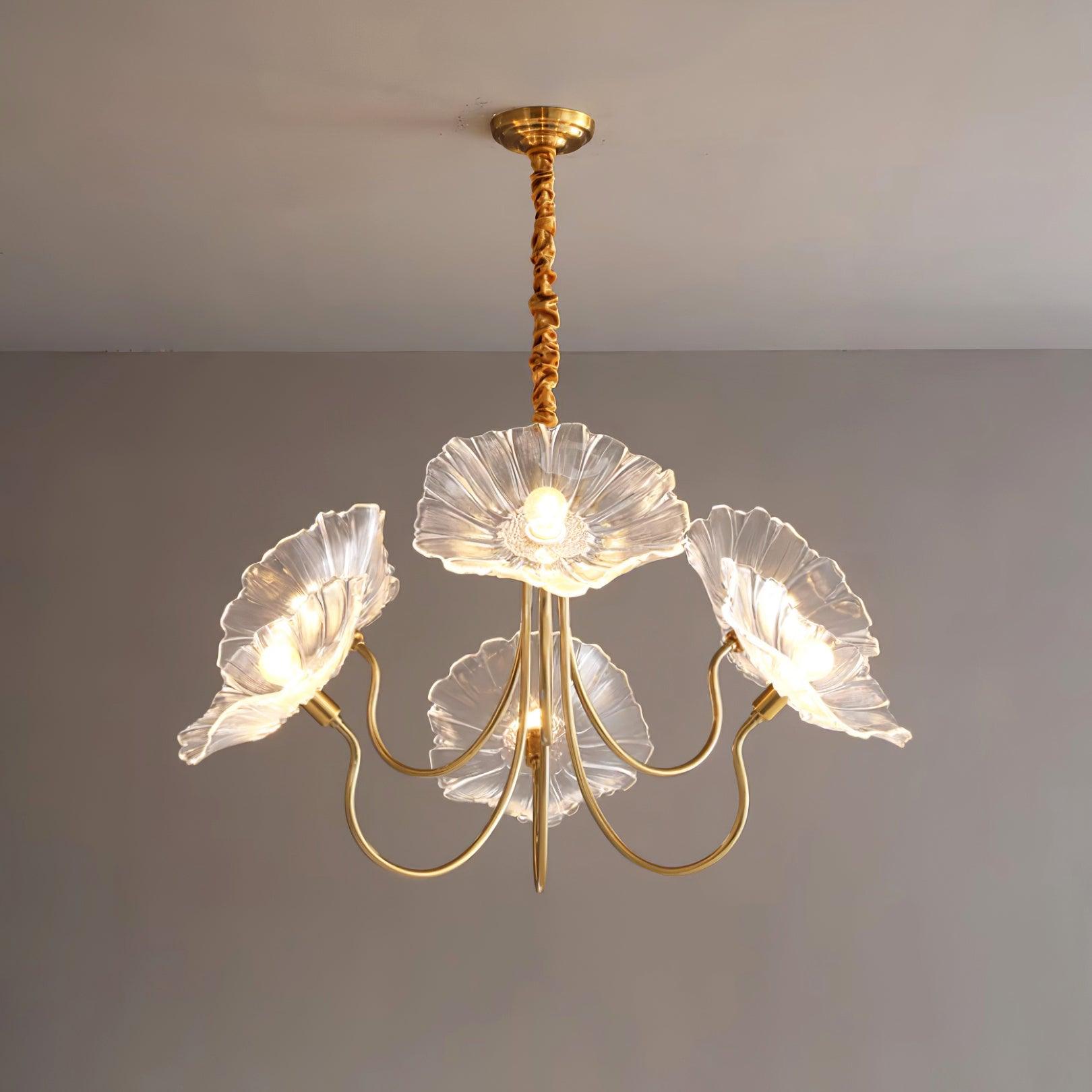 Glass Flower Chandelier Vintage 3 or 6 Head