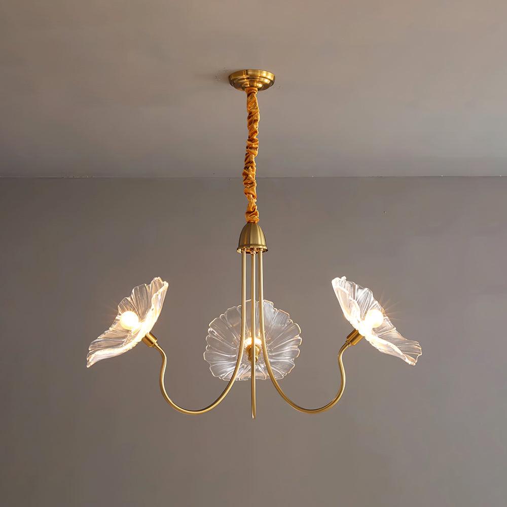 Glass Flower Chandelier Vintage 3 or 6 Head